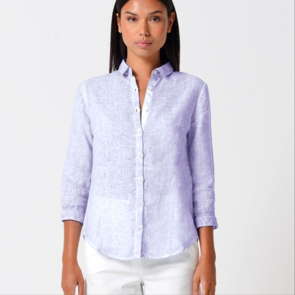 Ploumanac'h Valerie Button Down Shirt Blouse in Lilac Linen size 48 XL